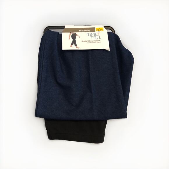 Time and Tru Maternity Large Straight Leg Jegging Comfort Belly Band Dark Denim - Picture 1 of 7